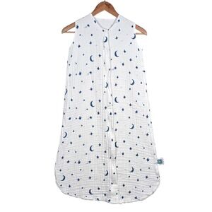 TADO MUSLIN Sleeping Sack Blue Star Moon XL Kids White Organic Cotton Blanket